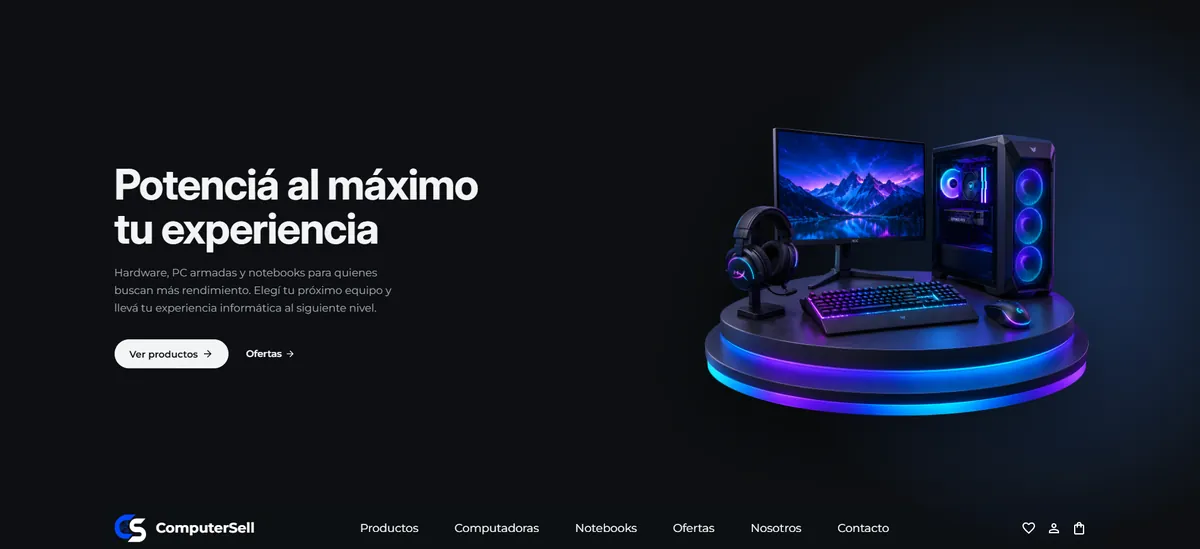 Página de inicio de la tienda online ComputerSell